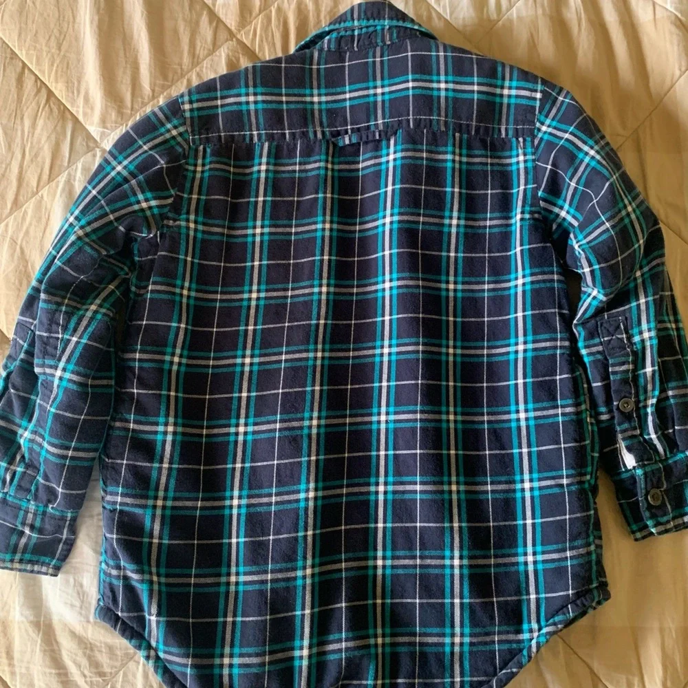 Gap Kids Blue Plaid Quilted Flannel Shacket Size S